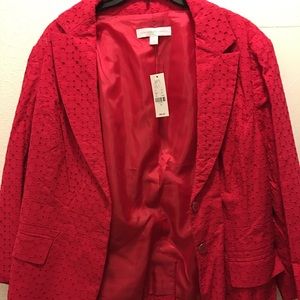 Red embroidered New York and Company blazer